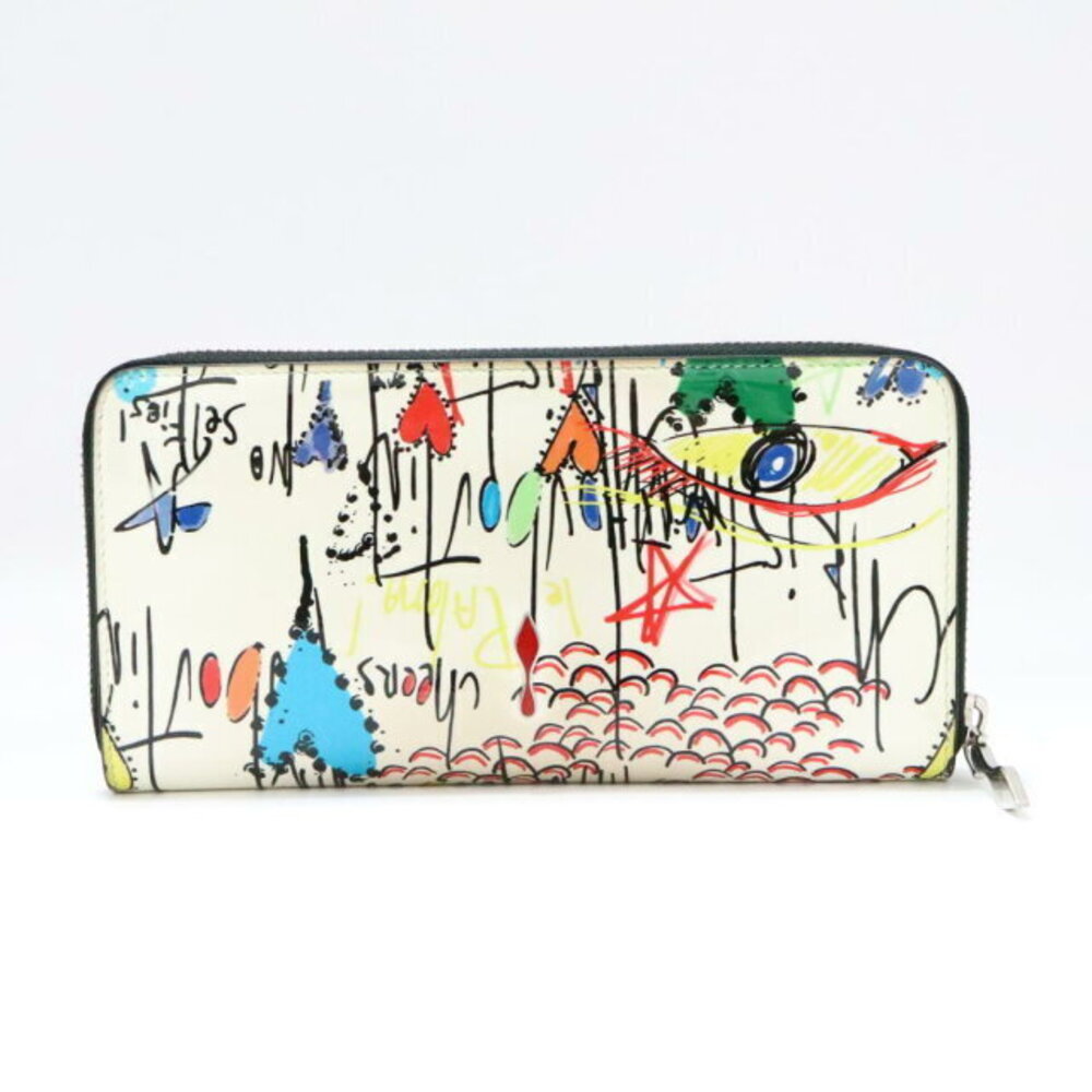 Christian Louboutin White Ivory round ed wallet long